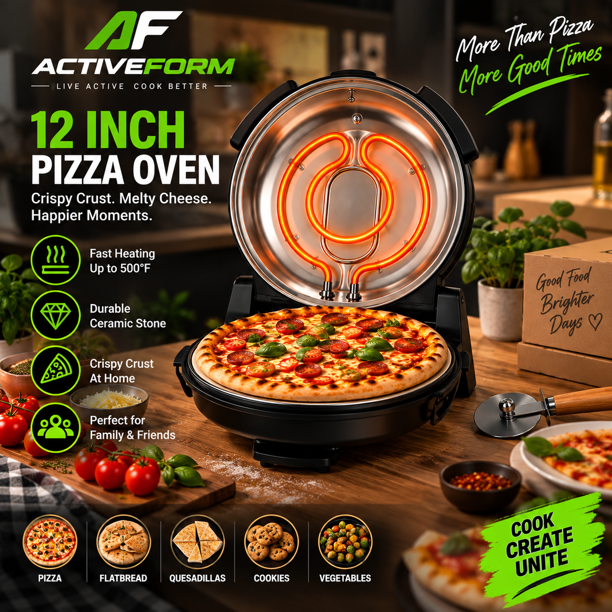 12-Inch Electric Pizza Maker with Cordierite Stone