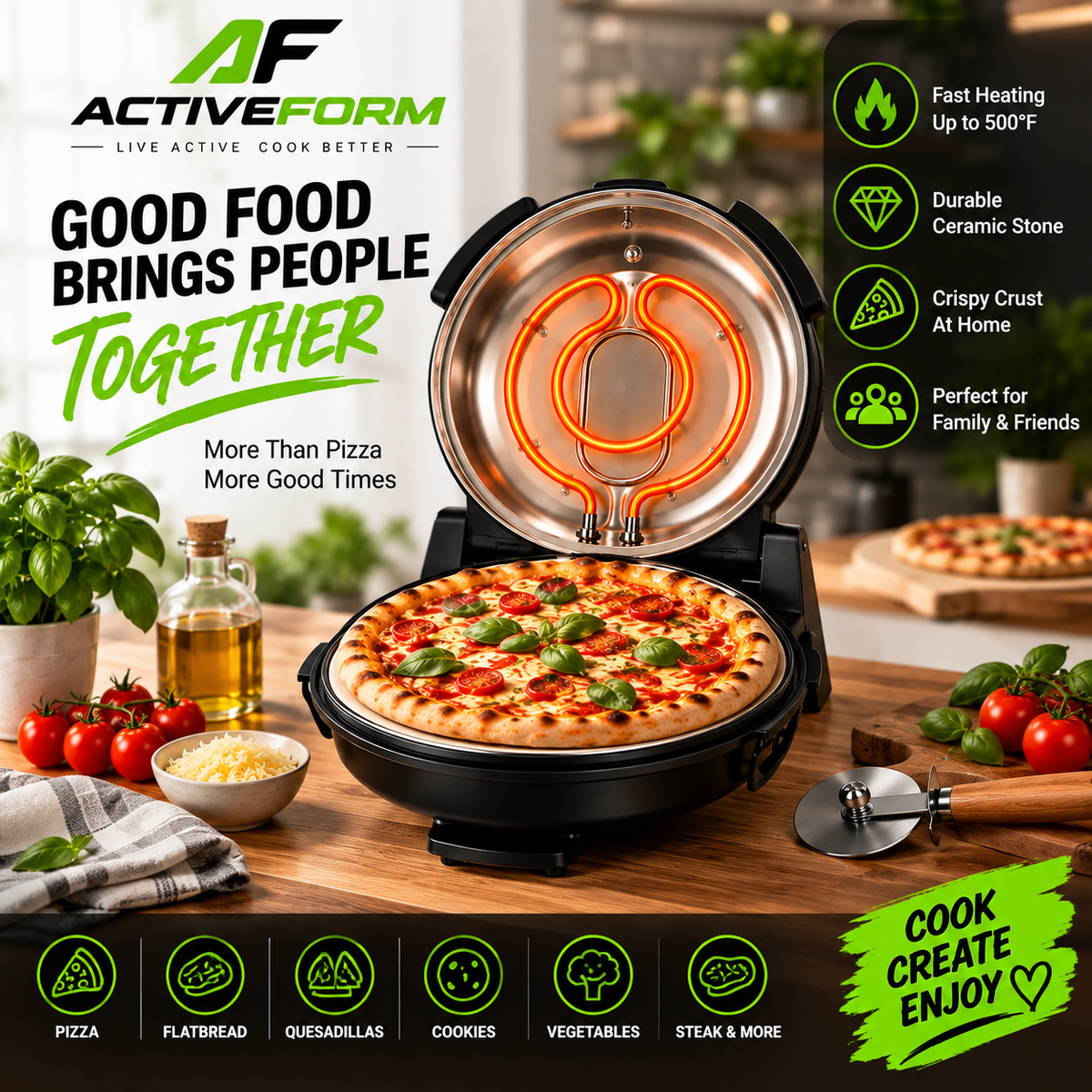 12-Inch Electric Pizza Maker with Cordierite Stone