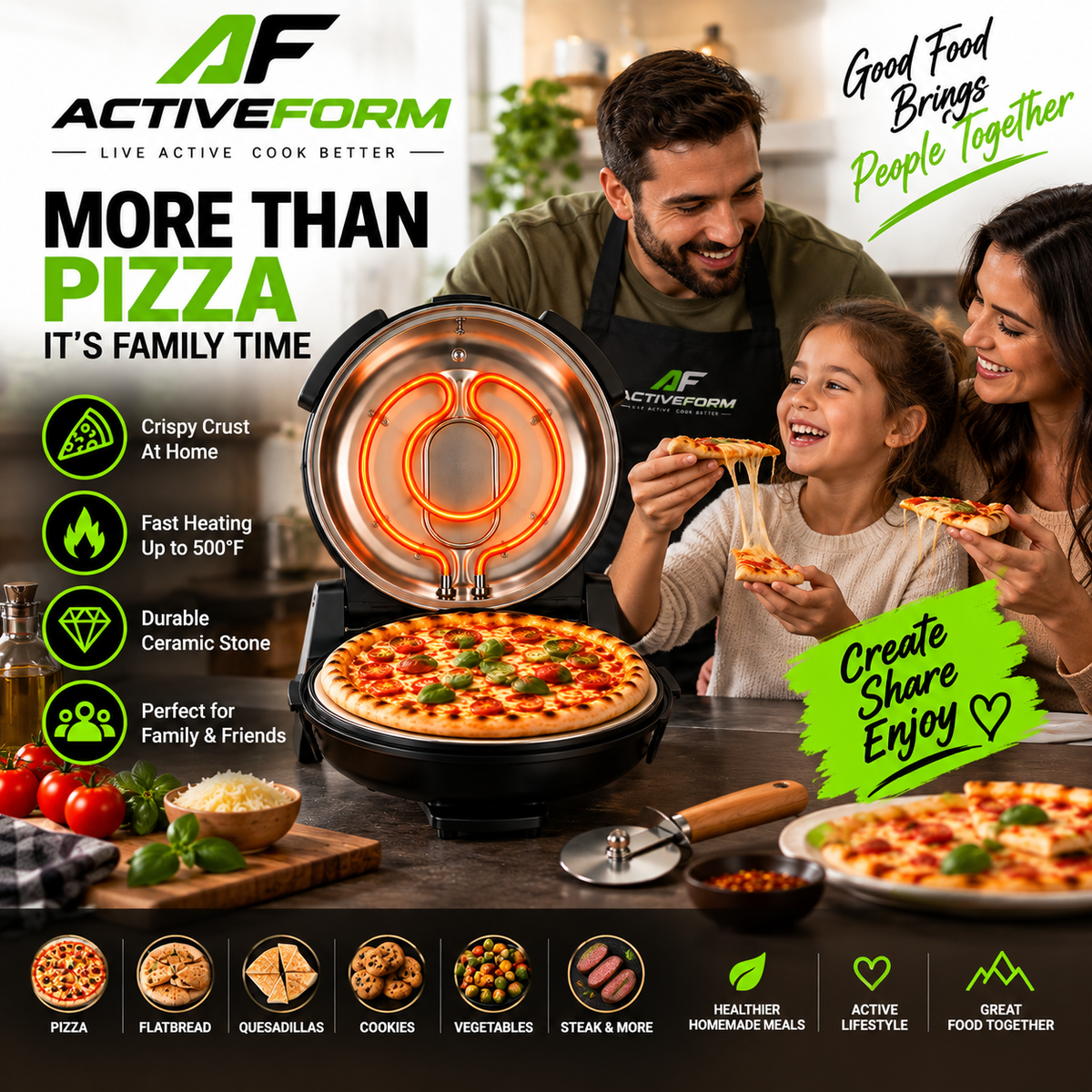 12-Inch Electric Pizza Maker with Cordierite Stone