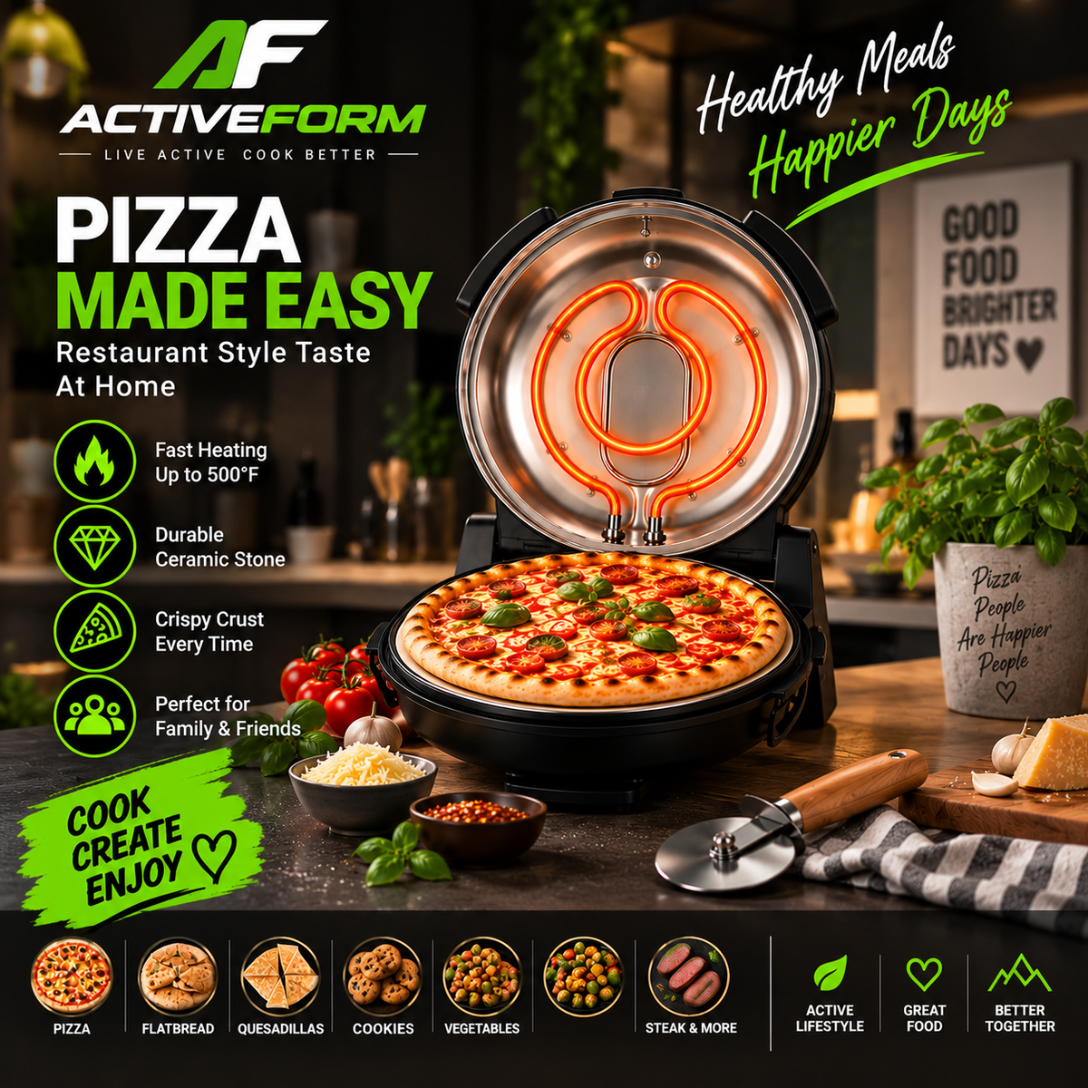 12-Inch Electric Pizza Maker with Cordierite Stone