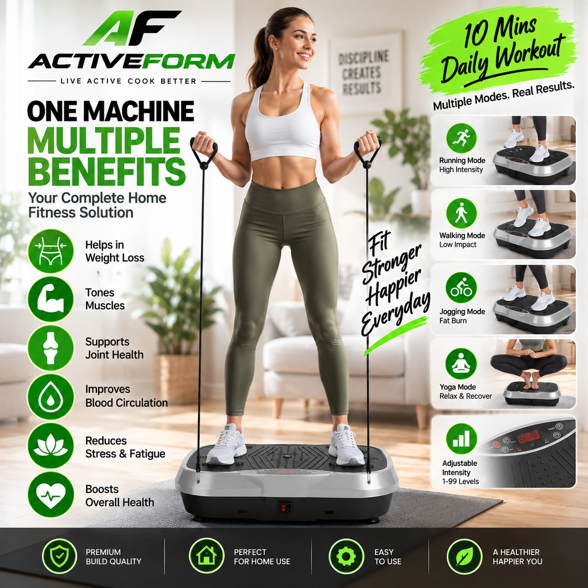 Resistance Band Vibration Platform for Weight Loss and Body Toning