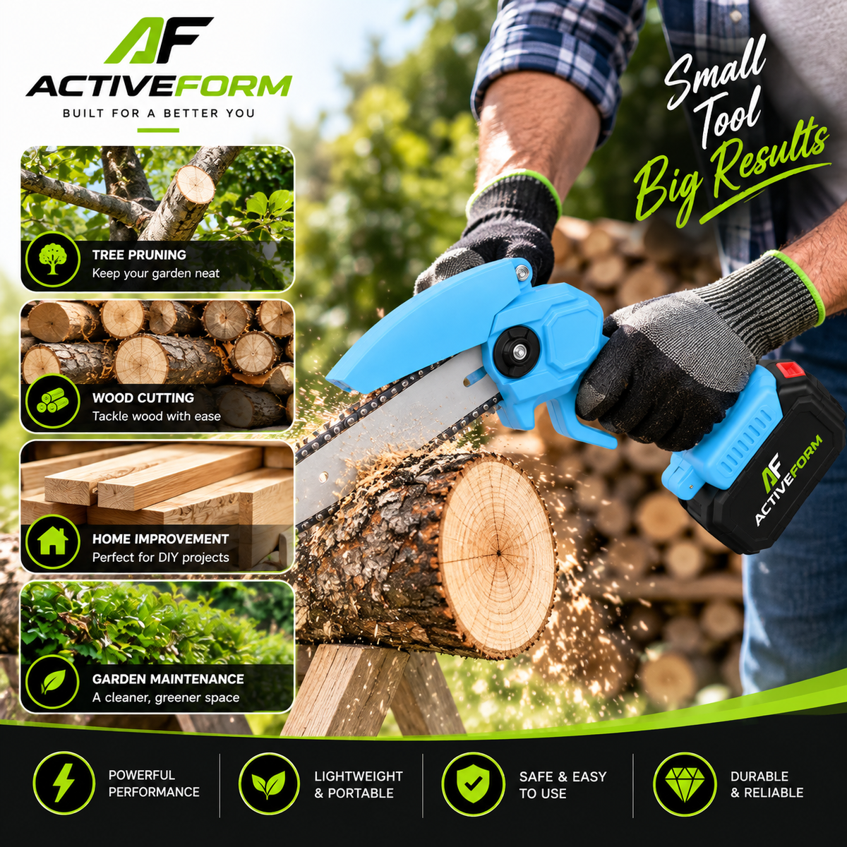 8-Inch Cordless Mini Chainsaw with 2 Rechargeable Batteries